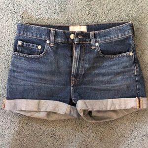 Everlane semi high waisted denim shorts